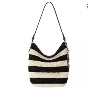 The Sak Sequoia Crochet Hobo Bag in Black Stripe